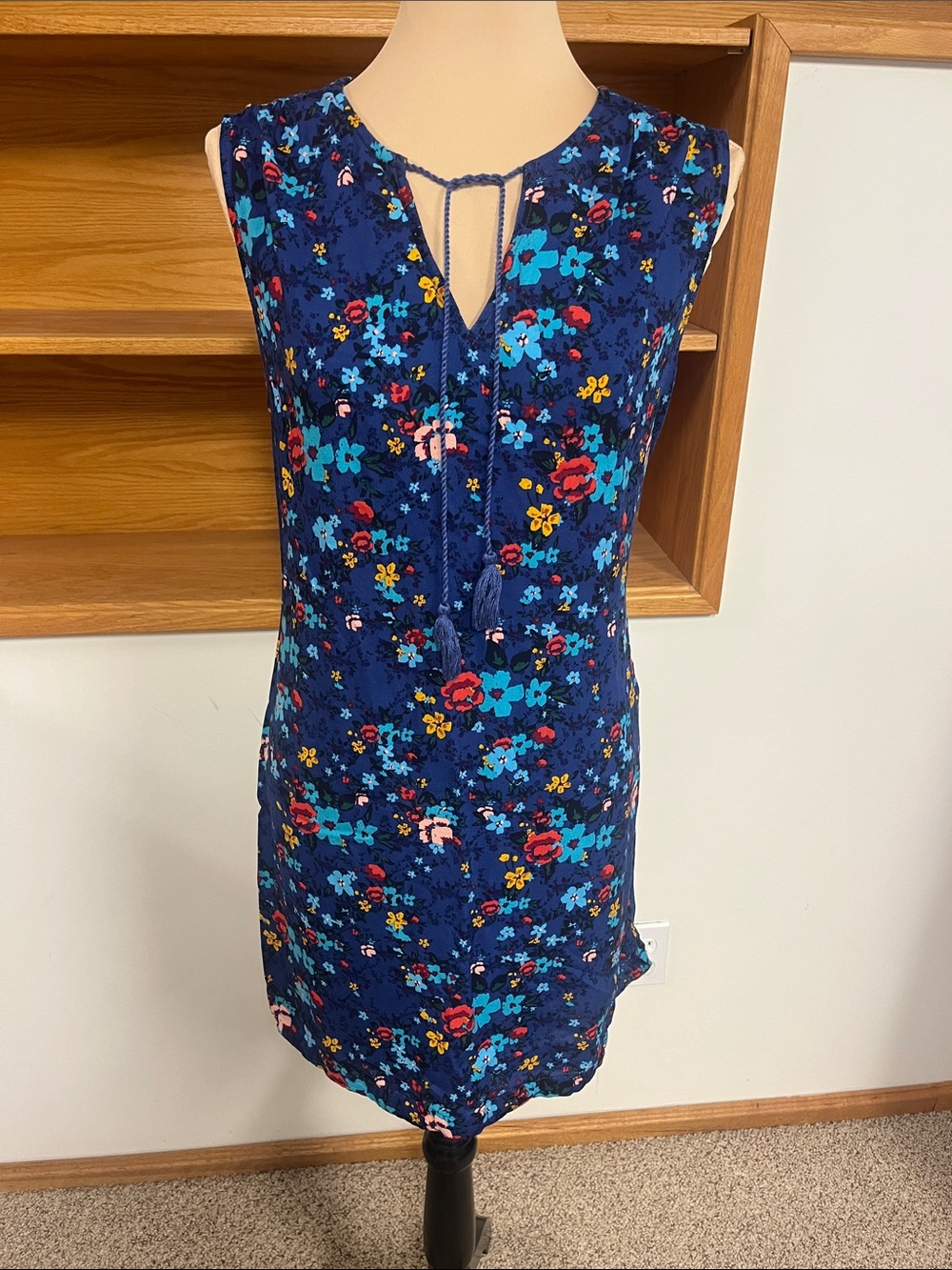 beachlunchlounge Navy Floral Braided Keyhole Mini Dress